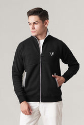 Black Jacket in Cotton Fleece - VENARI